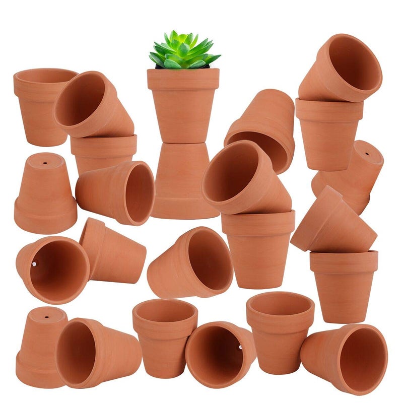 FCFKUK 24pcs Mini Clay Pots, 2.5'' Terracotta Pottery Planters, Cactus Flower Succulents Nursery Pots, with Drainage Hole, for Indoor/Outdoor - Image 5